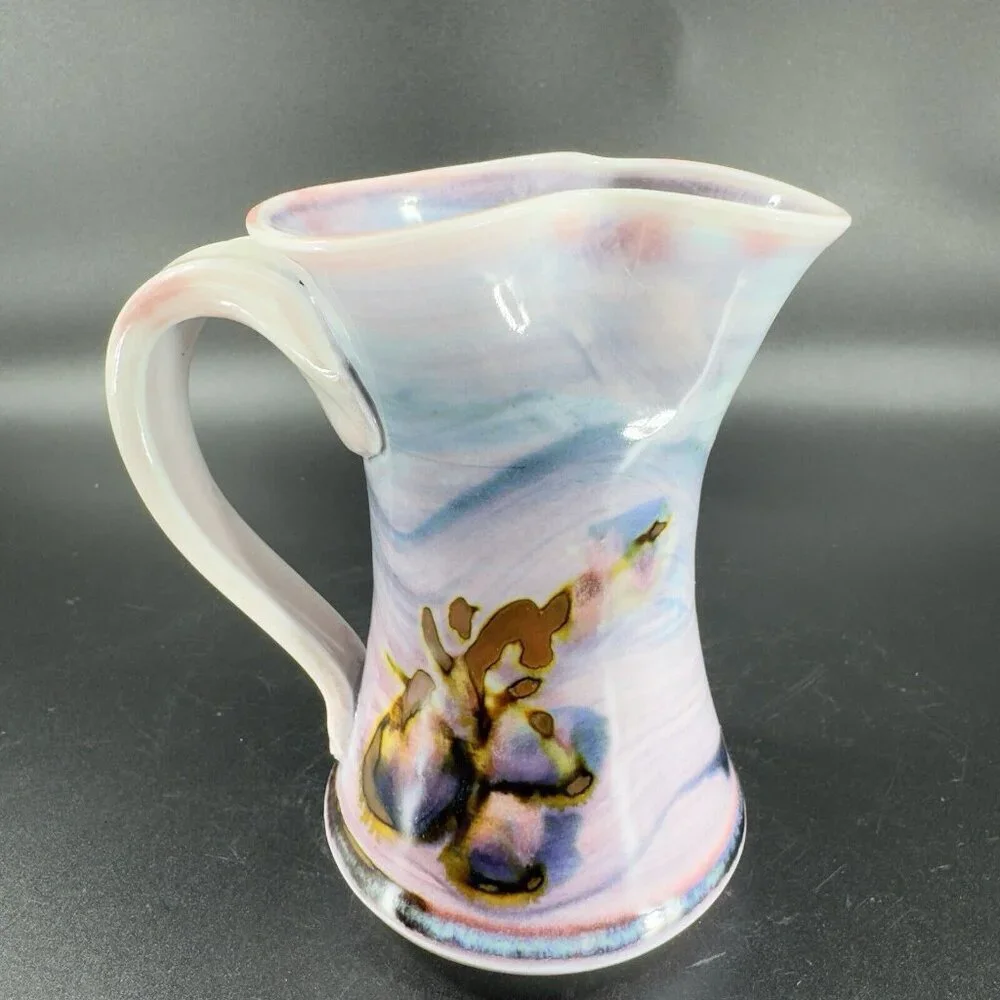 Vintage Hand Made Studio Art Pottery Pitcher Creamer Stoneware Artist Signed VTG
